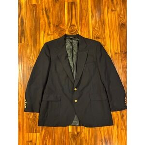 Eagle Clothes Mens Navy Blue Blazer‎ Gold Crest Buttons Made in USA Sport Coat